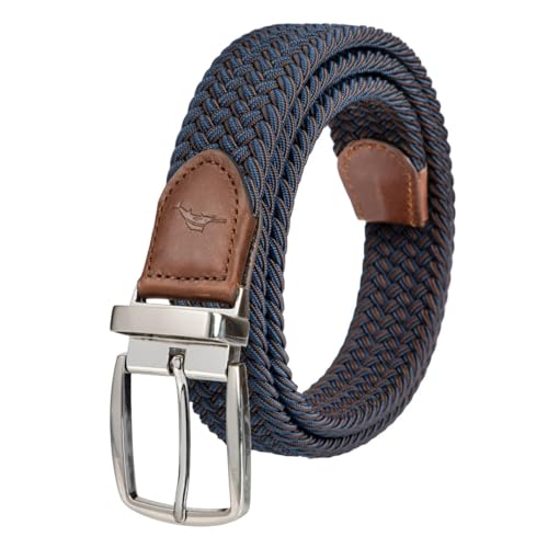 Tommy Bahama Men's Stretch Braided Reversible Leather Trim Belt