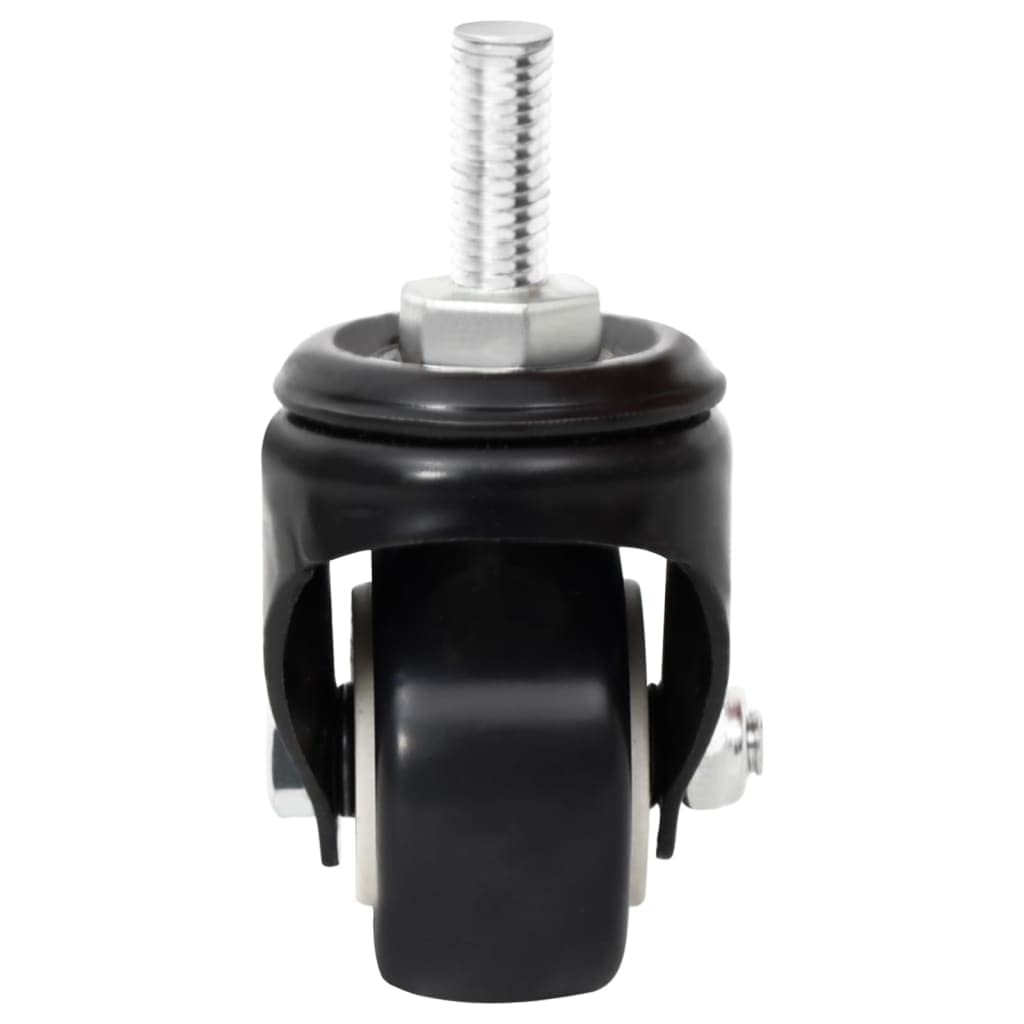 Lot de 4 roulettes pour pot de fleurs, noir, en fer, 8 x 3,5 x 8 cm, 2 roulettes avec frein, pour jardinière, balcon, terrasse, rebord de fenêtre, jardin, intérieur et extérieur