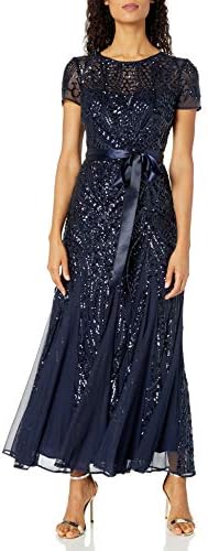 r&m richards embroidered sequin panel gown