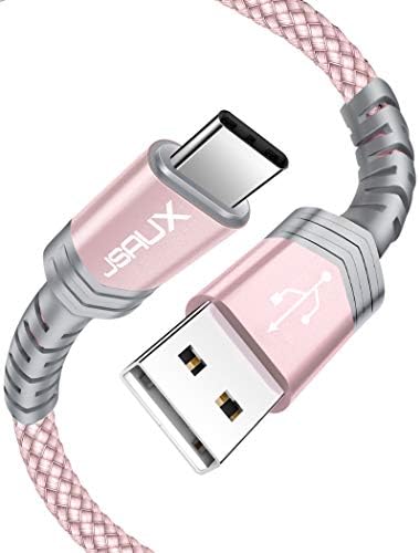 USB C Cable 3.1A (3m 2-Pack) Fast Charging, JSAUX Type C Fast Charger Cable Braided Compatible with Samsung Galaxy S22 S21 S20 S10 S9 S8 Plus Note 10 9 8, Huawei P10 P9, Pixel, Sony Xperia XZ, LG -Red