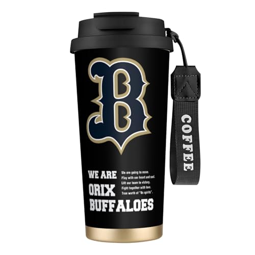 タンブラー オリックス・バファローズ 野球応援 コーヒーカップ 500ml ストローと蓋付き マグボトル 保冷 保温 ステンレス製 魔法瓶 水筒 直飲み 応援グッズ プレゼント