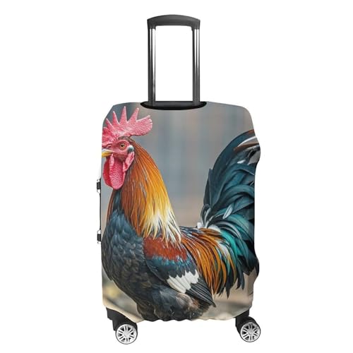 Old Rooster Illustration Printed Luggage Cover Protector, Fits 18-32 Inch Luggage4
