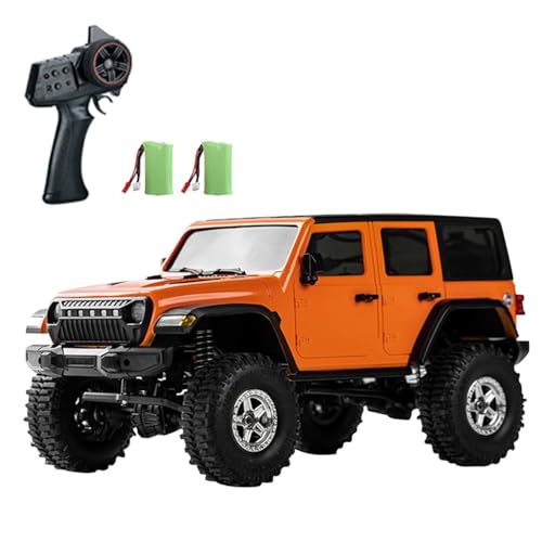 Image of RC Crawler 4WD RC Truck, D870 RC Rock Crawler, 1:18 Scale Remote Control Truck, All Terrains Off Road Climbing Car, 2.4GHz Electric Vehicle with LED Light for Adults, 2 Batteries (C8801-ORANGE)