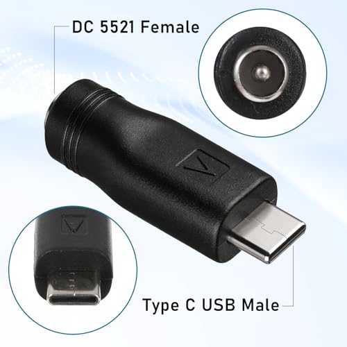 4 PCS Adaptador USB C a DC 5.5x2.1mm Negro miniatura 5