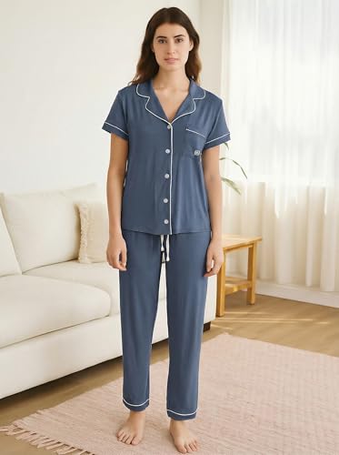 Image of BORN Pajamas for Women Set Button Down, 2 Piece Pajama Sets, Soft Womens Pajama Sets