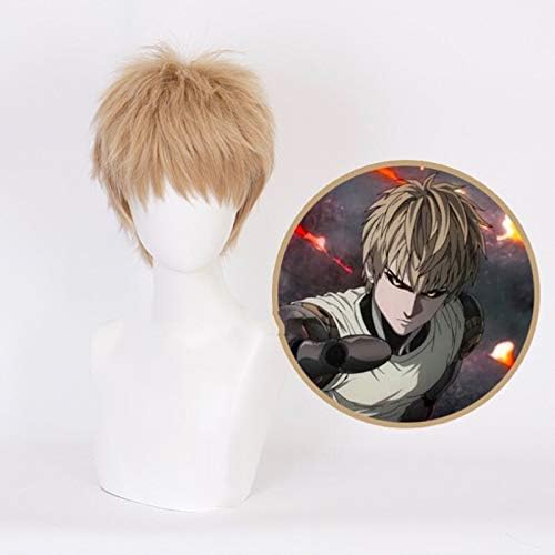 One Punch Man Cosplay Wig Genos Cosplay Hair Role Play Halloween Christmas Costume Comic Convention Heat Resistant Synthetic Wigs+Wig Cap