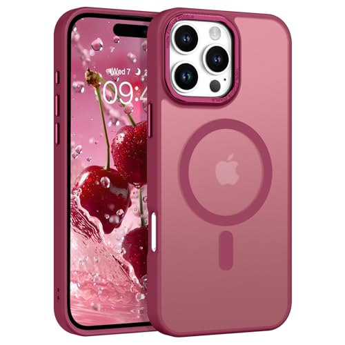 Coque antichoc iPhone 16 Pro Max MagSafe de qualité militaire fine et mate bordeaux