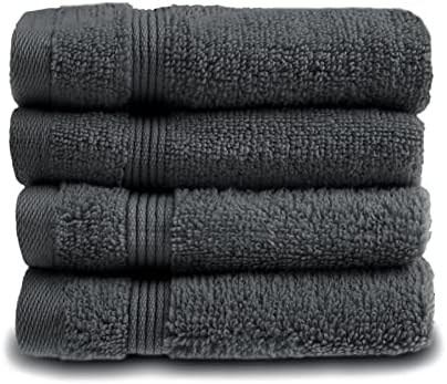 Allure Zero Twist Face Cloths Pack of 4 30 x 30cm, 100% Egyptian Cotton Flannels (Baby Blue)
