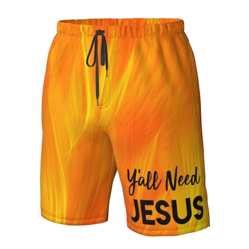 Y'all Need Jesus Mens Swim Trunks Board Shorts Quick Dry Swim Shorts Summer Swimsuit Beach Shorts with Pockets4