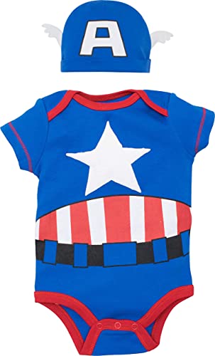 Image of Marvel Avengers Baby Cosplay Bodysuit and Hat Set Newborn to Infant