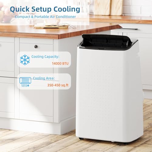 Image of Garvee 1,4000 BTUs Portable Air Conditioner for 750 Sq.Ft Max.Portable AC Unit with Dehumidifier, Fan, Sleep, 24H Timer&Installation Kit, DOE Certified, Ceer 7.7,48dB,Remote Control,1115W,Grey