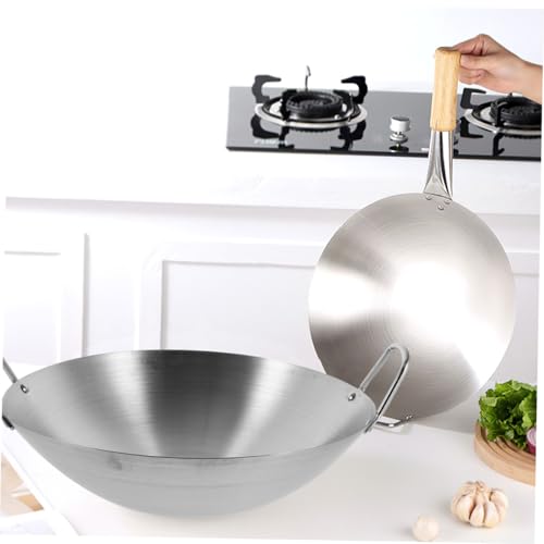 Wok de acero inoxidable con doble asa 30 cm plateado miniatura 4
