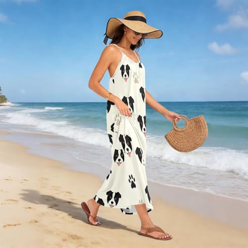 Robe Border Collie dos nu pour vacances d'été décontractées à la plage