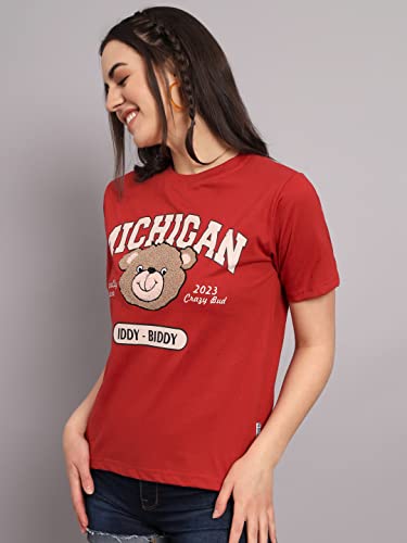 Image of THE DRY STATE Womens Cotton Half Sleeve Round Neck Tshirt