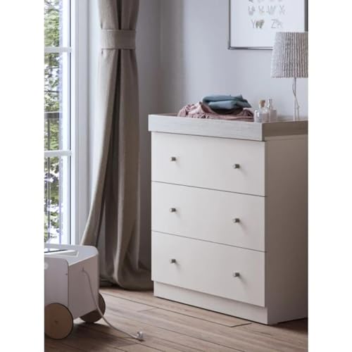 Image of Little Acorns Burlington Dresser & Changing Unit, Cashmere & Grey Ash, 3 Drawer, Converts to Chest of Drawers