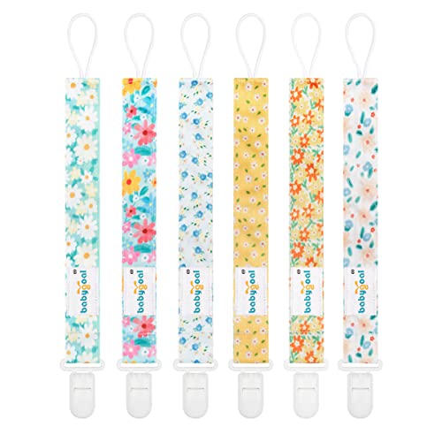Image of Babygoal Floral Pacifier Clips, 6 Pack Binky Paci Holder Clips and Leash for Boys and Girls Fits for Most Pacifier, Binkie Styles & Baby Teethers & Toys and Gift 6PS31