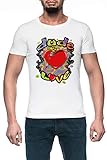 Perfecto para el uso diario Tipo Amor Lucha Hombre Blanco Camiseta Manga Corta Men\'s White T-Shirt 4XL