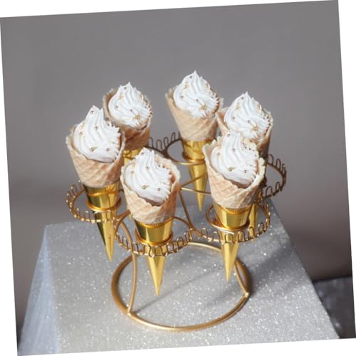Présentoir à cornets de glace doré à 6 emplacements pour buffet - 7
