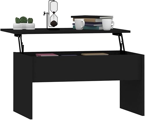 Miniatura 7 de Mesa auxiliar, mesa de centro grande, mesa de centro estrecha adecuada para sala de estar, oficina, balcón, sala de estar familiar, color negro de