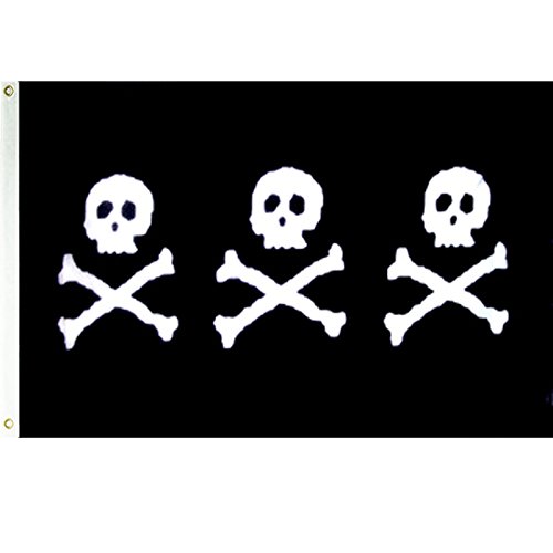 Vista Flags C. Condent's Triple 3 Skulls Pirate 3x5 Polyester Flag