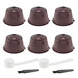 TQEONKL 6Pcs Reusable Coffee Capsule for Nescafe Dolce Gusto Machine,Reusable Refillable Coffee Capsule Filter Cup Kit with Cleaning Brush and Measuring Spoon