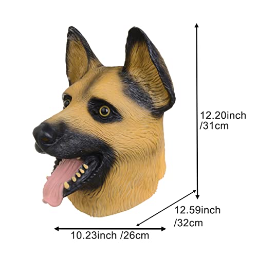Voyiparty Dog Head Mask Halloween Party Dog Costume Masks Mask Super Bowl Underdog Costume Latex Animal Head Mask (German Shepherd) #TOP1