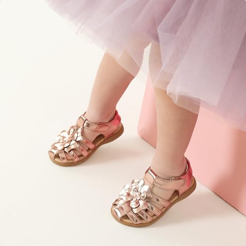 Image of DREAM PAIRS Girls Toddler /Little Kid Closed-Toe Flower Summer Dress Sandals Shoes