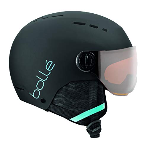 Bollé - Visor Quiz, Casco de Nieve, Casco de esquí, Casco de esquí para niños, Casco con Visera, Pistole en Negro Mate y Azul/Naranja - imagen 2