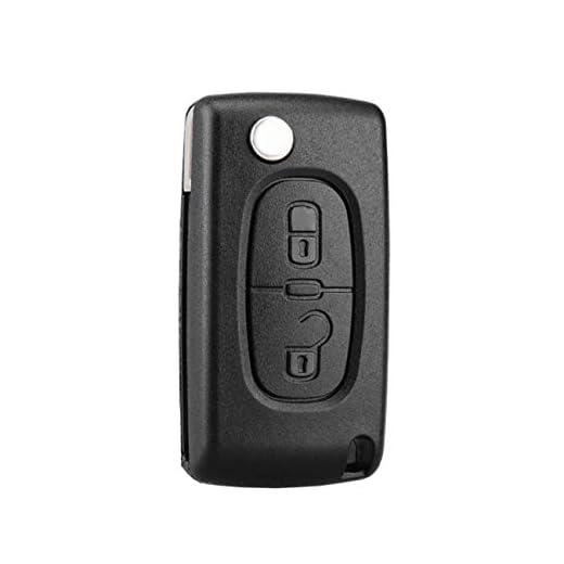 Coquille de Porte-clés Fob Compatible avec Peugeot 107 207 307 307S 308 407 607 2BT Citroen C2 C3 C4 C5 C6 XSara CE0523 (avec rainure sans Support de Batterie)