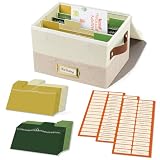 Vienrose Gru&szlig;karten Aufbewahrungsbox, Faltbare Veranstalter mit 20 Trennw&auml;nden 84 selbstklebenden Etiketten, Kartenbox f&uuml;r Gru&szlig;karten, Fotos, Briefumschl&auml;ge, Aufkleber, Postkarten, Beige & Khaki