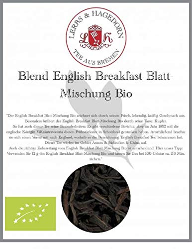 Lerbs & Hagedorn, Schwarztee Mischung English Breakfast Blatt-Mischung Bio | Frisch, Lebendig, Kräftig 2kg Ca. (160 Liter)