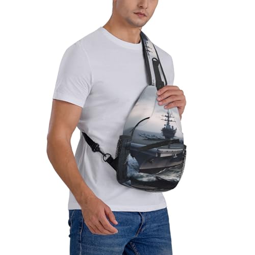 Mochila tipo sling Crossbody negra para exteriores miniatura 7