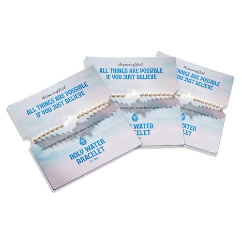 Holy Water Inspirational Stretch Bracelet For Women 3 Colors Options (Crystal Pearl 3 Pack)