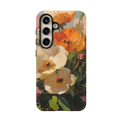 Protection Galaxy S24 jaune à motif fleurs colorées mates