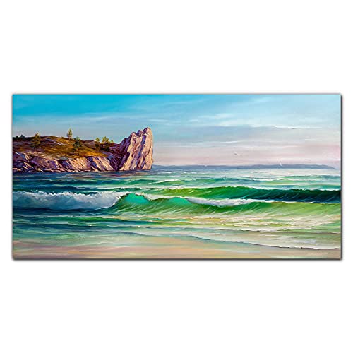 Impression sur verre acrylique 100x50 cm pour salon lumineux Wave Coast