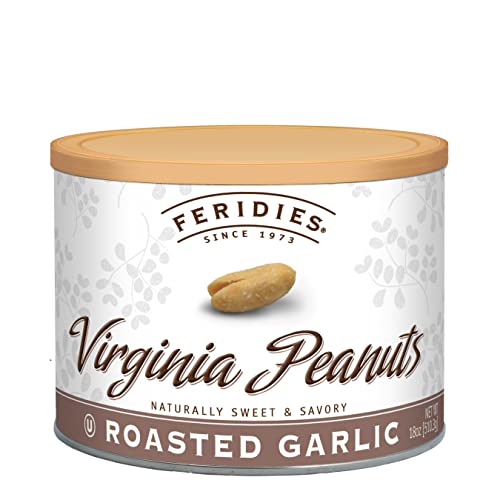 FERIDIES Roasted Garlic Virginia Peanuts Snacks Gourmet, Extra Large, 18oz Resealable Tin
