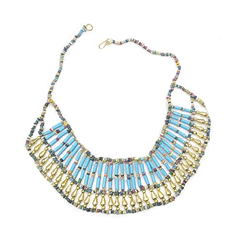 Cleopatra Antiguo Egipto Danza del Vientre, Collar Pectoral Hecho a Mano en Egipto (Nuevo azul dorado)