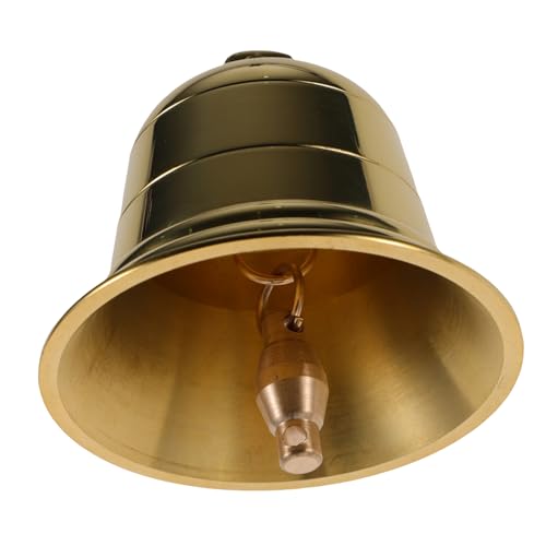 HOUDERCO Campana Colgante de Cobre Vintage para Decoración de Puertas y Jardines Campana Artesanal Ligera con Sonido y Diseño Dorado