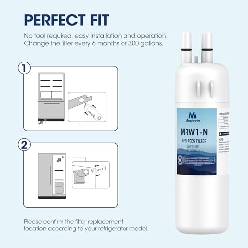 MARRIOTTO EDR1RXD1 Refrigerator Water Filter Compatible with Whirlpool W10295370A, WHR1RXD1, KAD1RXD1, Filter 1, W10295370, P4RFWB, P8RFWB2L, 46-9930, 46-9081 Refrigerator Water Filter, Pack of 3