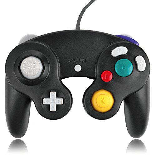 TNP GameCube Controller Nintendo GC and Wii Compatible GameCube Video Game Console Remote Classic Wired Gaming Joystick Gamepad Joypad NGC Replacement Accessories (Black)