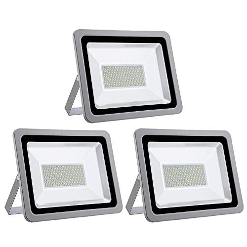 LeadGoods 3 focos LED de 200W a prueba de agua,reflector LED de 20000lm,blanco frío de 6500K para exterior e interior,reflector extraplano,luz de seguridad exterior,foco exterior,foco jardín Cover