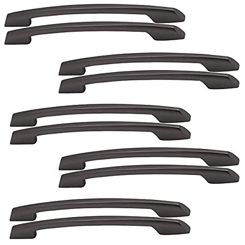 ZERO ERROR 10 Pack 8 inches Zinc Cabinet Pull Handle | Black Matt Finish | Office Wardrobe Furniture Kitchen Drawer Push Bar, CH545