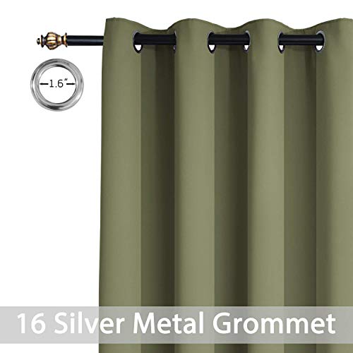 Yakamok Extra Wide Blackout Curtain for Sliding Glass Door, Grommet Thermal Insulated Room Divider Curtain 100W x 84L inch, Room Darkening Patio Curtain,8.3ft Wide x 7ft Tall, 1 Panel,Sage