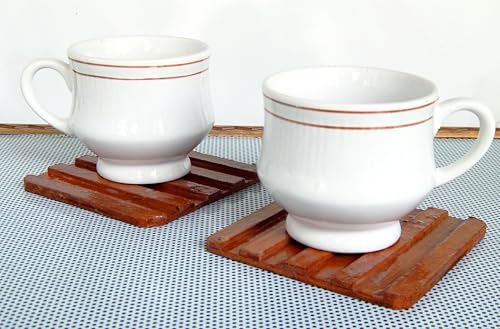 Image of Elegant White Ceramic Tea Cups with Silver Rim, Set of 12 Cups Classic Design.