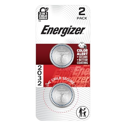 Image of Energizer 2032 Batteries (2 Pack), 3V Lithium Coin Batteries with 3-in-1 Child Shield