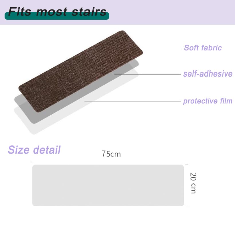 Alfombrillas lavables antideslizantes para peldaños de madera de interior 3