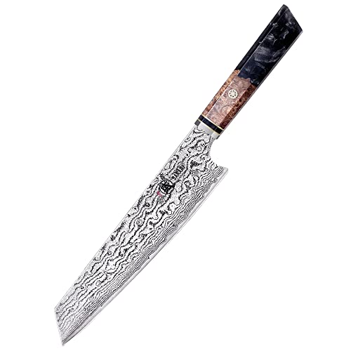 MITSUMOTO SAKARI 8 Inch Japanese Kiritsuke Chef Knife,AUS-10 Damascus