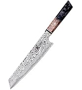 MITSUMOTO SAKARI 8 inch Japanese Chef Knife, Professional Hand Forged Kitchen Knife, AUS-10 Premi...