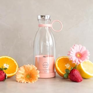 212 WEST Mini Fast Portable Blender & Juicer Smoothie Protein Shake Maker, Baby Food Blender, Magnetic USB Wireless Charger and Durable Built-in Carrying Strap (Pink) (212W)