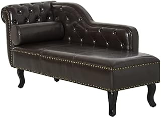 HOMCOM Deluxe Vintage Style Faux Leather Chaise Longue - Dark Brown